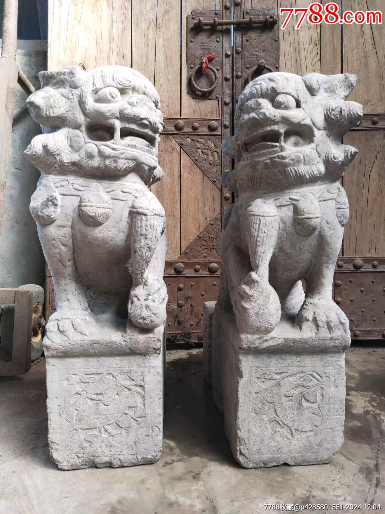 狮子门墩～明代。青石，做工精致，气势雄伟磅礴，官宦人家之物。-石狮