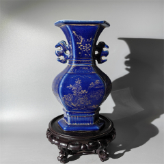 中国古美術 清時代霁蓝釉茶碗 XG3-2