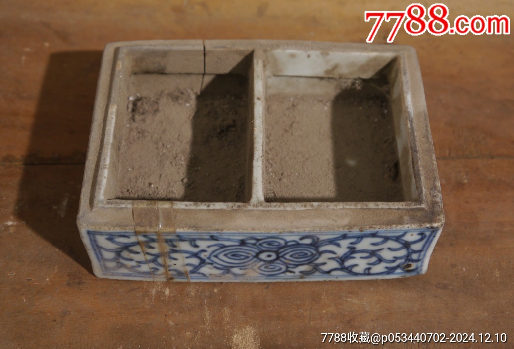 清代嘉庆青花缠枝纹瓷盒印泥盒_旧陶器_汉唐苑【7788红宝书】