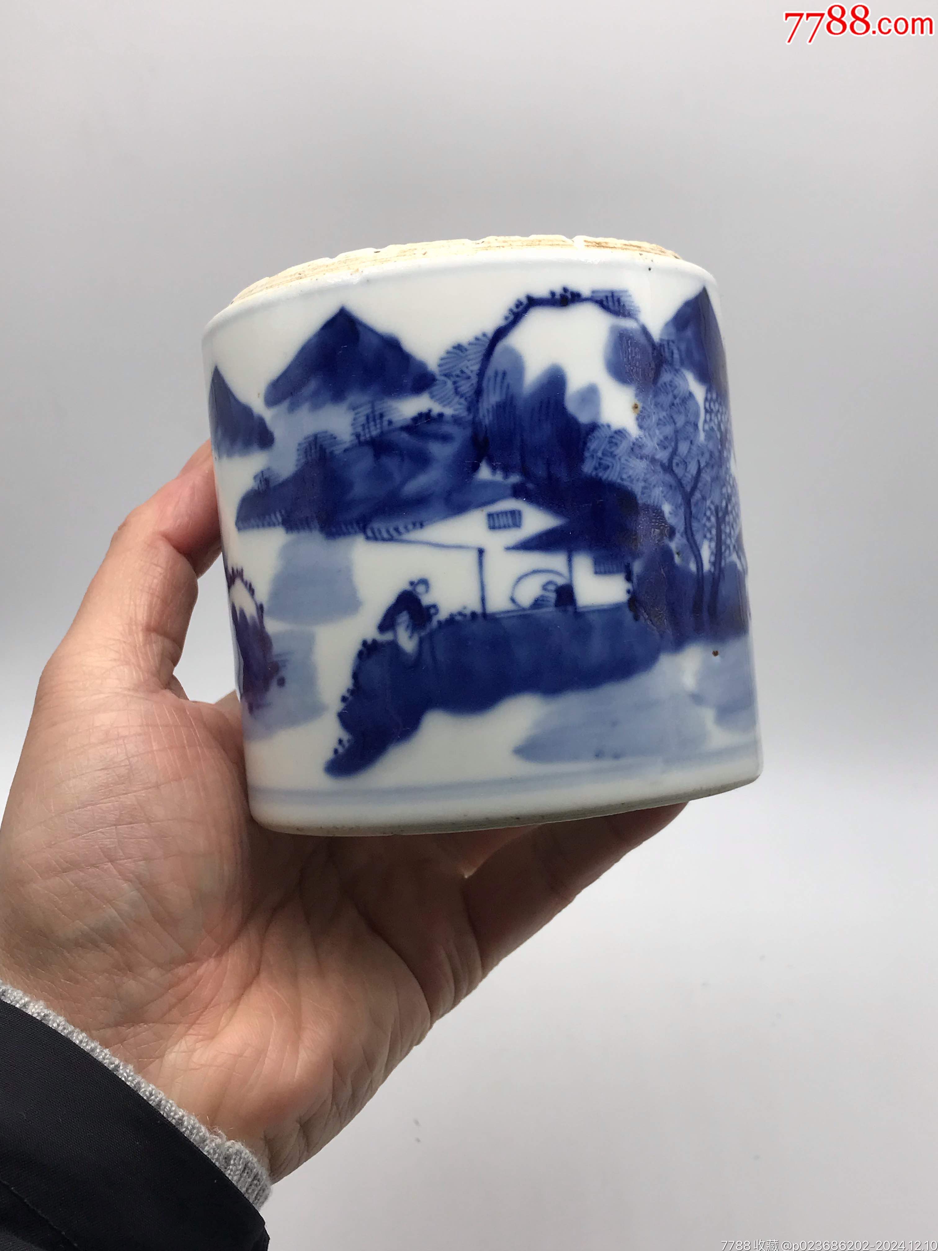 清代康熙青花人物盖罐-青花瓷-7788红宝书