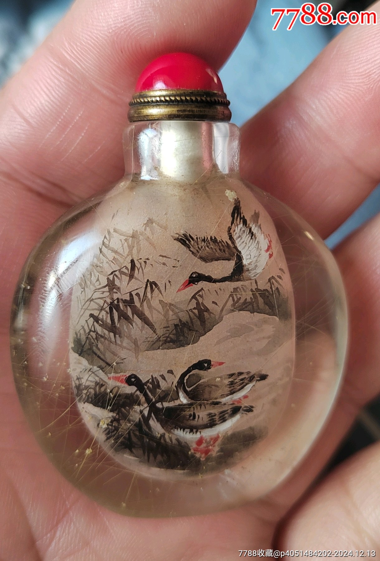 鼻煙壺　二色被せ（多色套料）獅子 鼻煙壺 二色被せ（多色套料）獅子