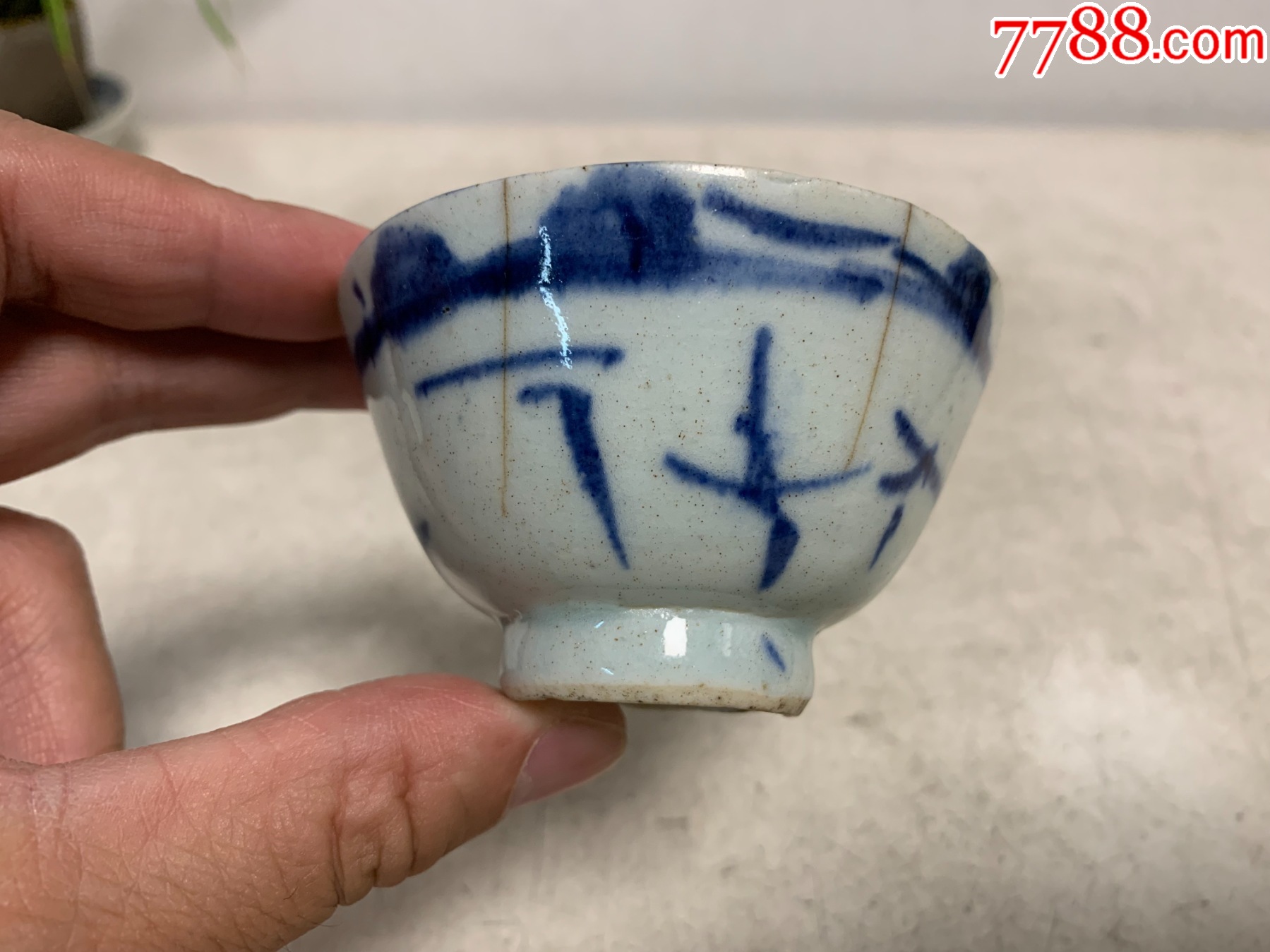 中国古美術 清末民国時代　豆青釉浅降彩大花瓶42cm　漁樵耕読 A28 中国美術 清朝 清時代 豆青釉如意耳賞瓶 花瓶 花入 時代物 古物