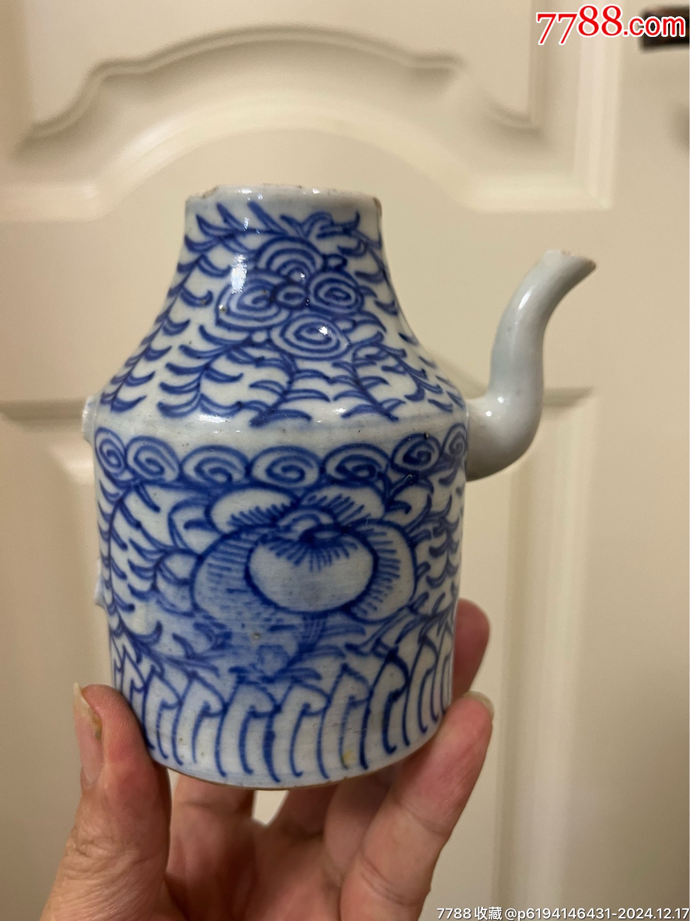 清代缠枝莲青花残壶_青花瓷_东瓯万宝斋【7788旧书网】