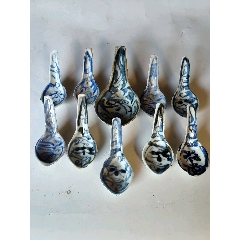 明代三足青花香炉，明清瓷器收藏，精致的兽头足，青花发色沉稳