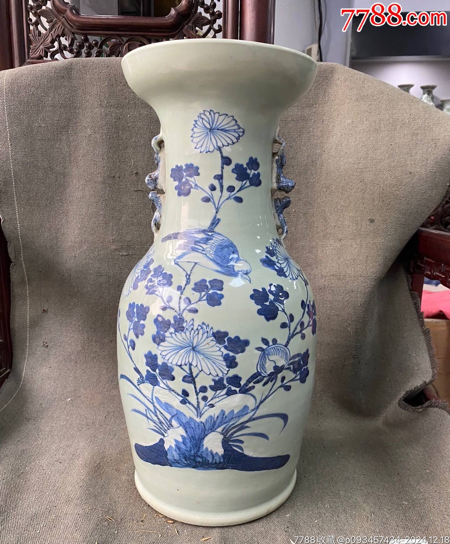 清代中期,150件青花高加白富贵白头大花瓶