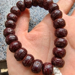 藏式尼泊爾老鳳眼手串12.5X9MM手串紅皮老料包漿男女通用文玩佛珠_(kāi)新匯創(chuàng)億商行