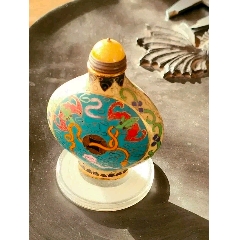 清代乾隆年制官款，铜胎珐琅彩鼻烟壶，尺寸7.7-6.5-2.2厘米，包老保真