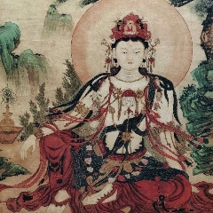 早年老店收來(lái)一幅舊藏老字畫(huà)四尺藍(lán)光高清防偽中堂畫(huà)觀音圖材質(zhì)宣紙裱好尺寸176cm_新匯創(chuàng)億商行