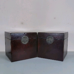 古玩舊藏皮書箱一對老皮箱子_雷雷的店