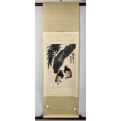 中国古美術・純手描き・四条屏・鹰画芯・国画・李苦禅印款・肉筆・宣紙・文房置物 中国古美術・純手描き・四条屏・鹰画芯・国画・李苦禅印款・肉筆