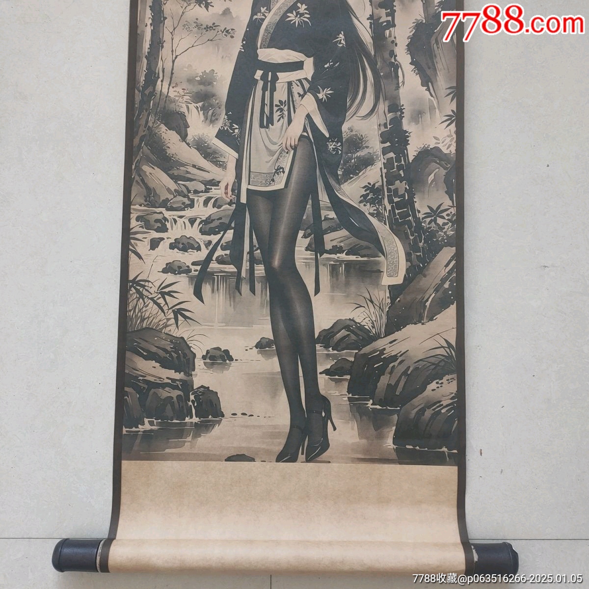 手繪一幅近現代趣味古裝美女著黑絲字畫_價格150元_第2張_7788收藏__收藏熱線