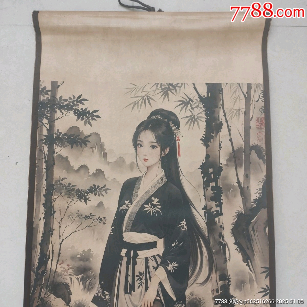 手繪一幅近現代趣味古裝美女著黑絲字畫_價格150元_第3張_7788收藏__收藏熱線