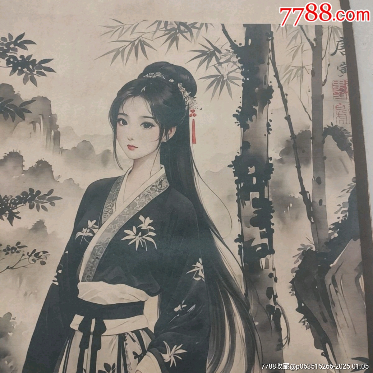 手繪一幅近現代趣味古裝美女著黑絲字畫_價格150元_第4張_7788收藏__收藏熱線