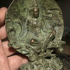 古董舊貨老銅器背光佛觀音佛像坐像老物件老收藏裝飾擺件_新匯創(chuàng)億商行
