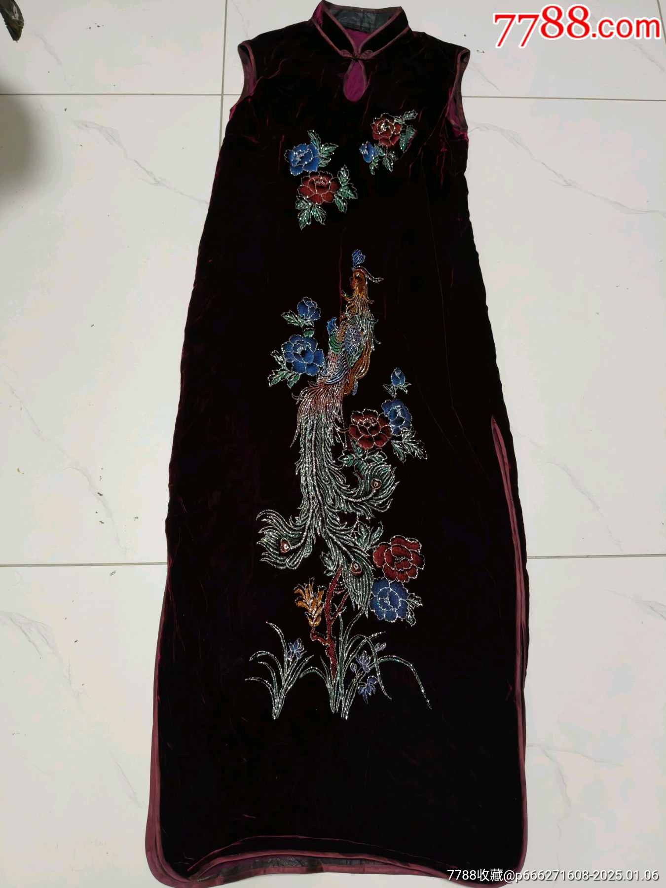 七十年代95新凤凰花卉乔其绒老旗袍_床单/被套_图片欣赏_收藏价格_7788连环画