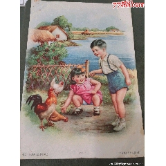 民國(guó)李慕白畫——飼雞（上海廬山畫片公司）稀見！_風(fēng)雅書亭
