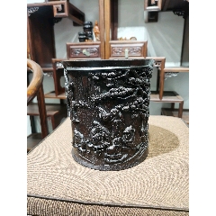 小葉紫檀木雕筆筒