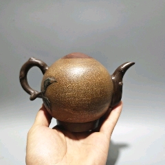 臺灣回流精品古玩茶壺收藏老紫砂壺原礦段泥壽桃蔣蓉制倒流壺260c_新匯創(chuàng)億商行