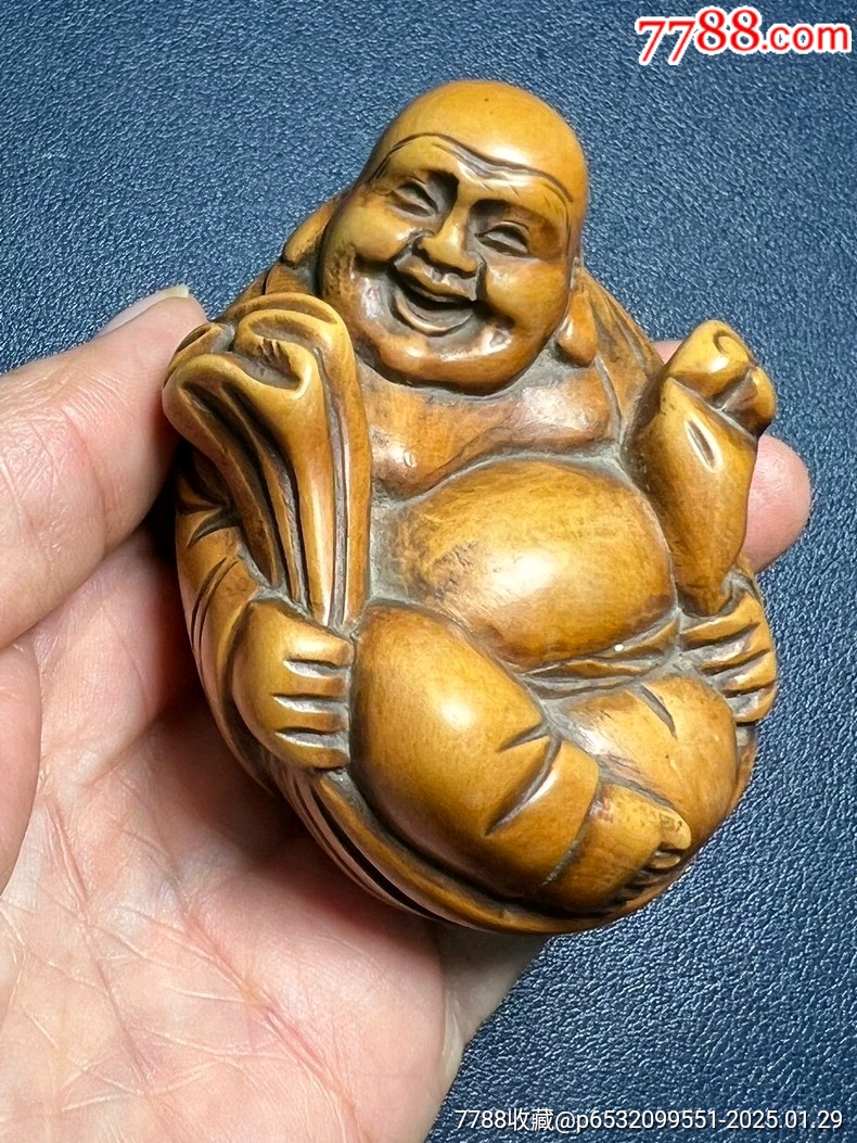 古玩旧藏创汇期黄杨木大肚弥勒佛_木佛像/人像_顺应时代【7788红