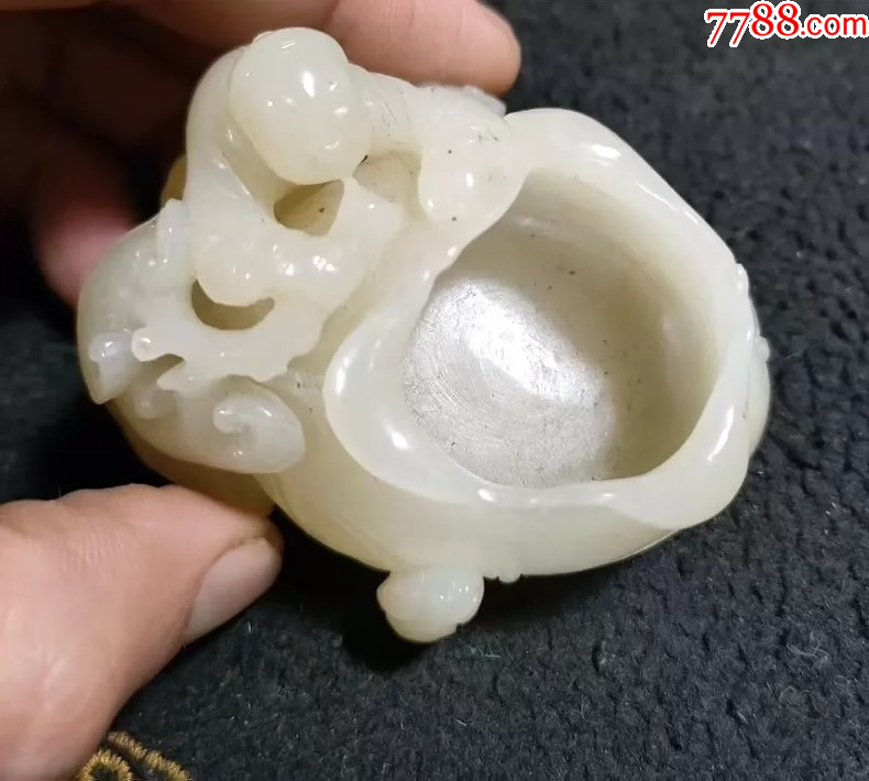 古玩旧藏和田玉笔洗-笔洗-7788红宝书