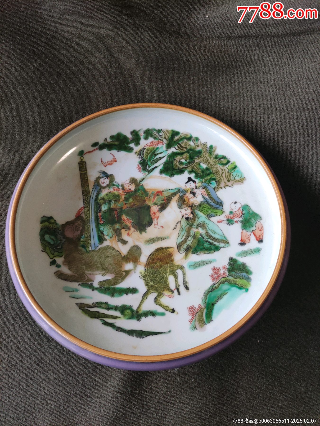 粉彩福禄寿中皿 - 工芸品