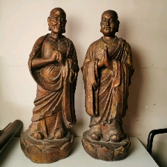 古玩舊藏刷金脫胎佛像阿難迦葉羅漢尊者_(dá)雷雷的店