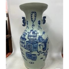 中国 骨董 清時代 仿哥窑 哥窯 青花 染め付け 花瓶