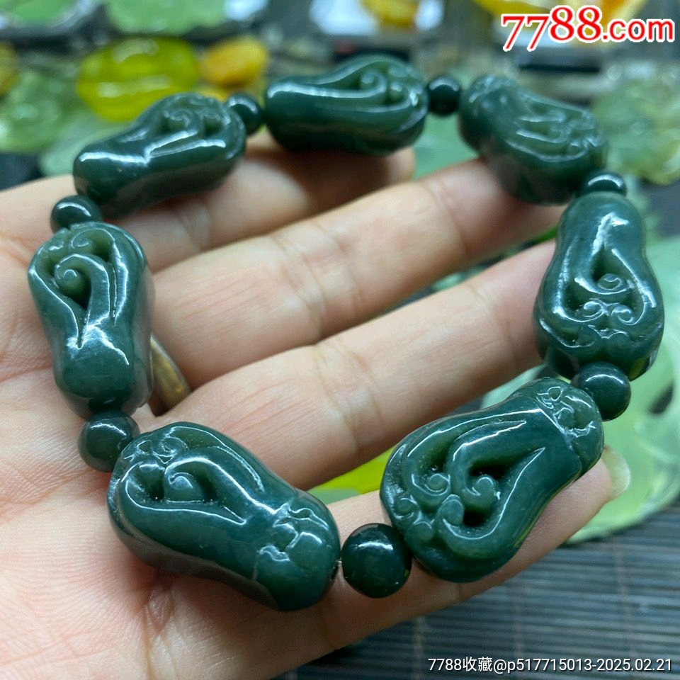 玉器社库存低价处理库存精品高货天然和田青玉佛手手链和田青玉手链