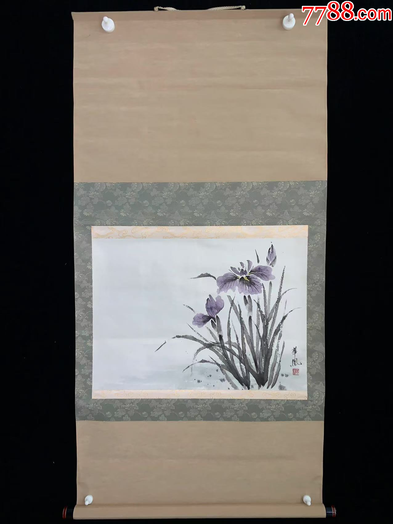 手绘】《水仙花》7475书画挂轴日本回流茶道茶室字画真迹-花鸟