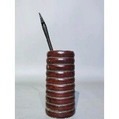 筆筒 木器 鏤空雕刻花草紋 竹雕 收藏 賞品 置物 中國古美術品 家具 富貴長如意紋 時代物 】 清代・木彫り 筆筒 【舊藏 3.21