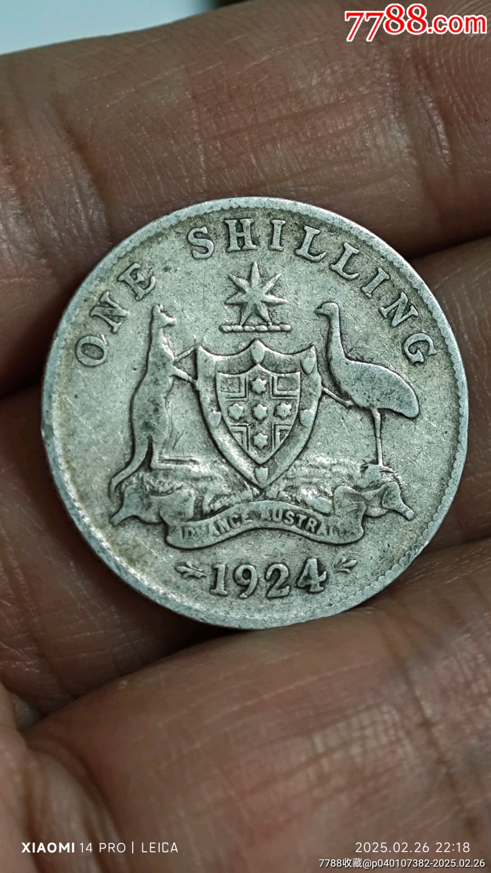 老包浆澳大利亚1924年乔治五世1先令银币24MM5.45克925银T42_澳大利亚钱币_图片欣赏_收藏价值_7788画册网
