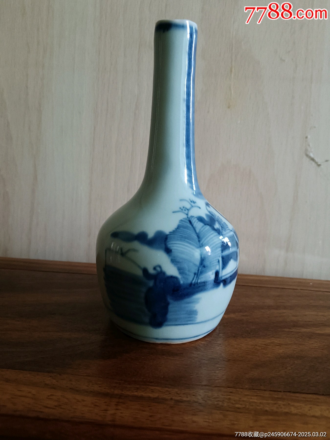 清代，青花人物山水故事長頸瓶擺件_價格8500元_第3張_7788收藏__收藏熱線
