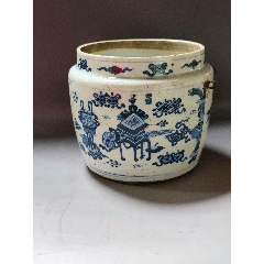 中国美術 青花 麒麟紋 高碗 φ20.5cm(LC254) 中国美術 青花 麒麟紋 高碗