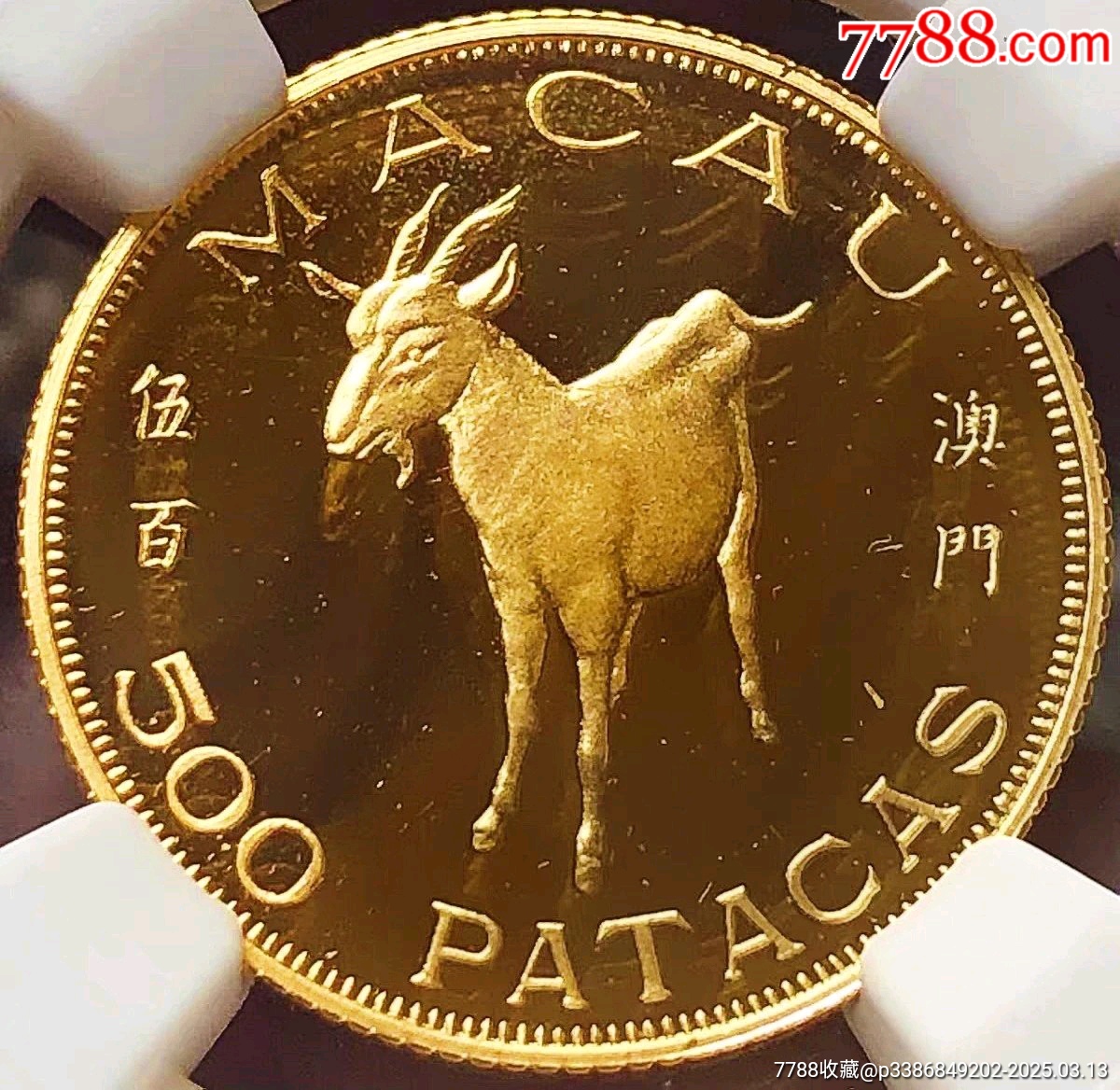 少见美品1979年澳门生肖羊500澳元精制纪念金币NGC评级PF68收藏-港澳台钱币-7788旧书网