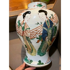 清康熙五彩人物四妃十六子图将军罐_旧瓷器_博古状元老货店【7788红宝书】