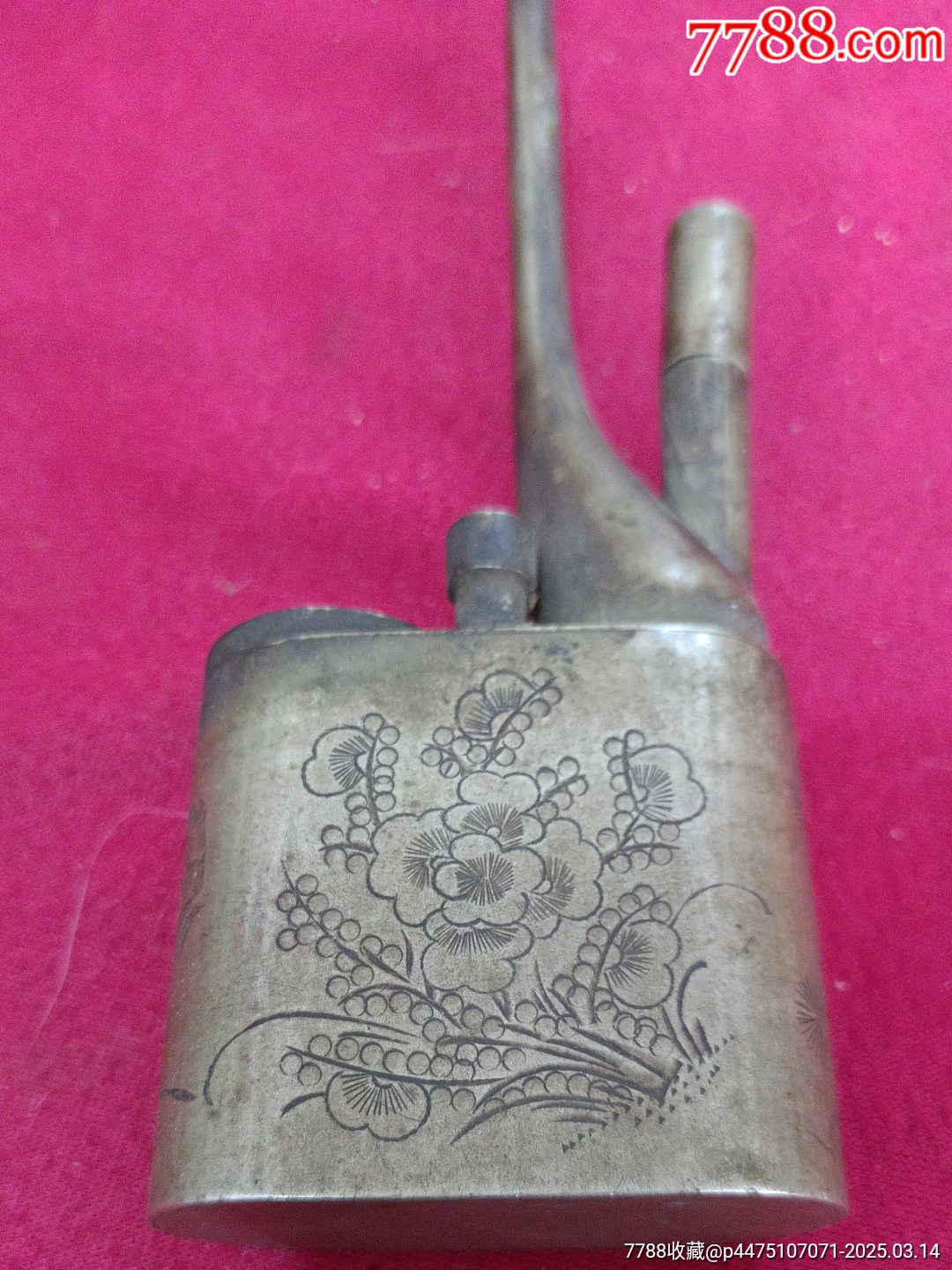 清代女士用小型白铜水烟袋，雕工精美_水烟壶/烟袋_慧丰阁【7788收藏】