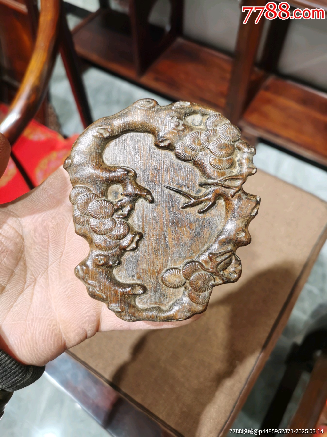 中国美術 唐木紫檀黄花梨/黄楊嵌入 花卉雄鷄 漢詩文 硯箱/文房具