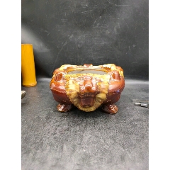 朝鲜窑变釉三足狮子烟灰缸_花釉/窑变瓷_图片鉴定_收藏价格_7788铜镜收藏