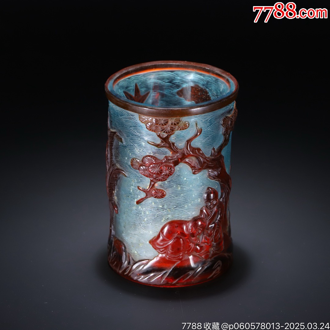 老琉璃人物笔筒-笔筒-7788收藏