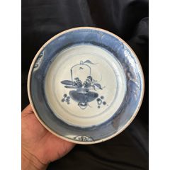 清代早期康熙青花西厢记人物故事四方盘子文盘古瓷器古玩古董_青花瓷_