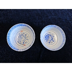 567青花玲珑瓷碗（直径11.3厘米）+青花玲珑加彩寿字瓷碗（直径