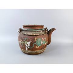 刻山水文字紫砂壶，顾美英制壶-紫砂壶-7788红宝书