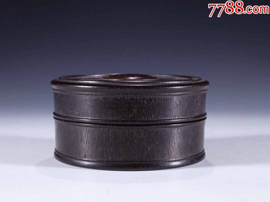379#藏品晚清小葉紫檀木蓋盒口徑10.5cm內(nèi)徑8.2cm高5.4cm_價格3456元【呈祥書畫苑】_第1張_7788收藏__收藏?zé)峋€