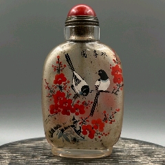 琉璃内画鼻烟壶：-鼻烟壶-7788红宝书