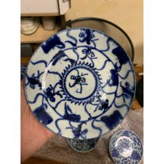 清中期青花靈芝盤直徑14厘米盤口兩個小皮其余全美品包老保真如圖發(fā)貨6