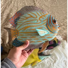 早期木雕彩繪海水魚一組3個(gè)_遼南博雅齋