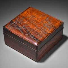 清・花梨木・嵌百宝人物物語蓋盒』極細工・古賞物・中国