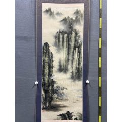 向德松，湖北籍国家一级美术师山水画《春山行舟图》国画书法古玩