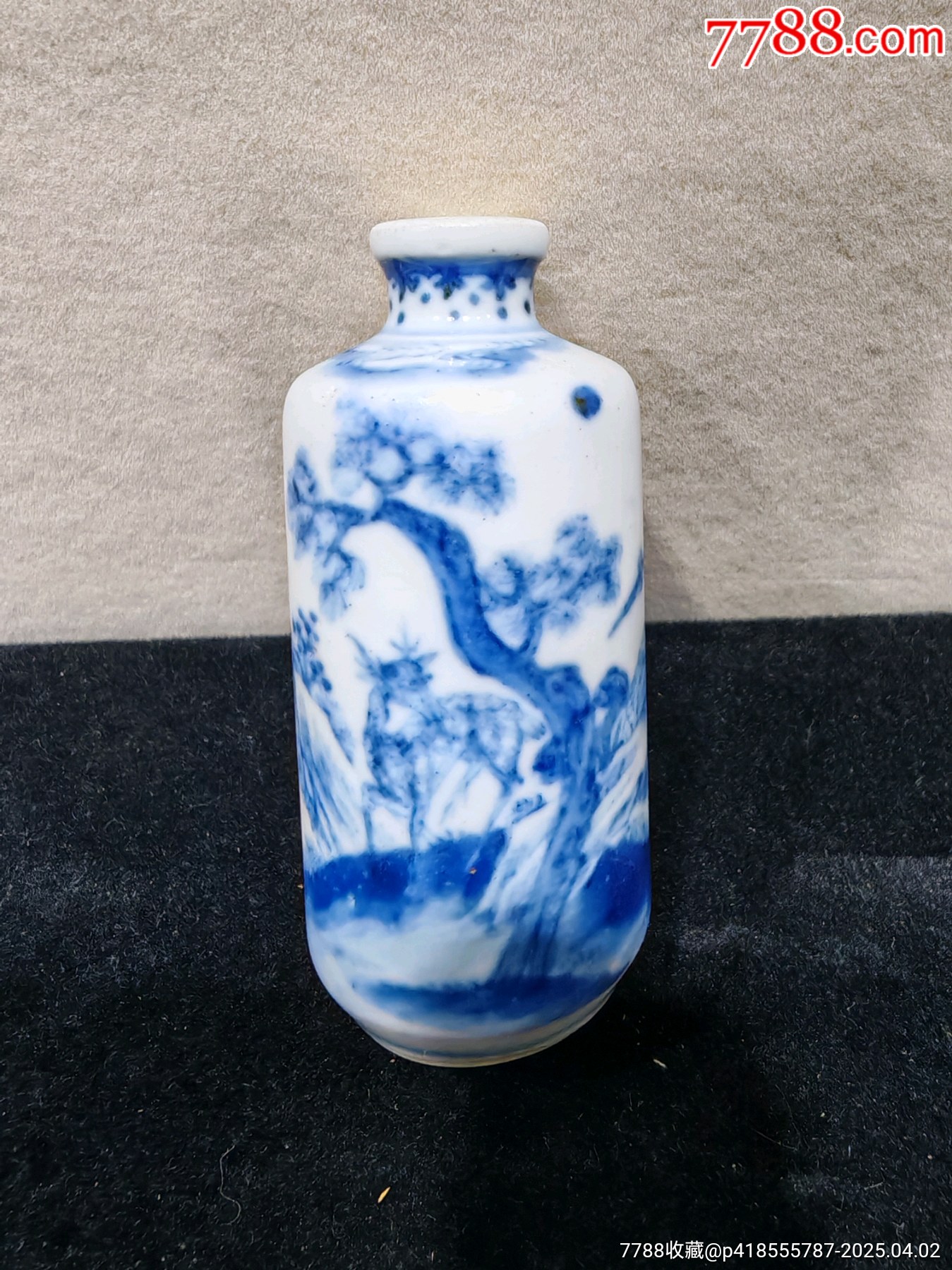 青花松鹤延年鹤鹿同春鼻烟壶_青花瓷_收藏价格_交易出手_7788人民币收藏