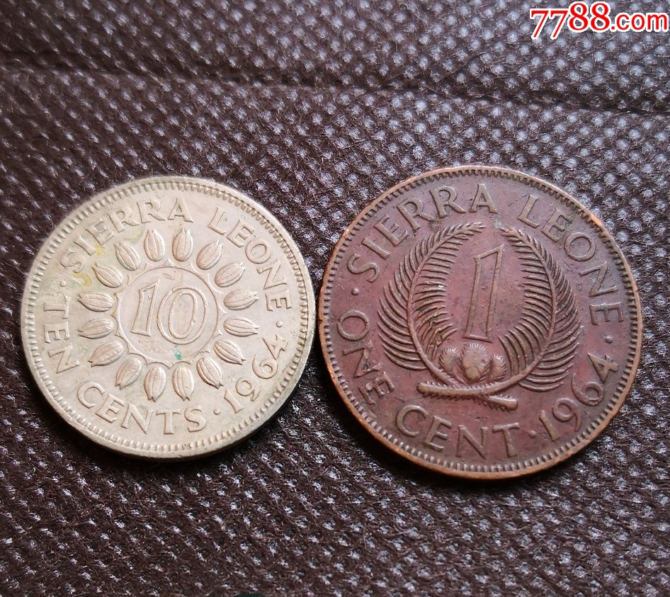 集外币收藏塞拉利昂硬币2枚非洲1964年棕榈枝头像塞拉利昂钱币GD8_其他非洲钱币_图片价格_收藏行情_7788集邮网